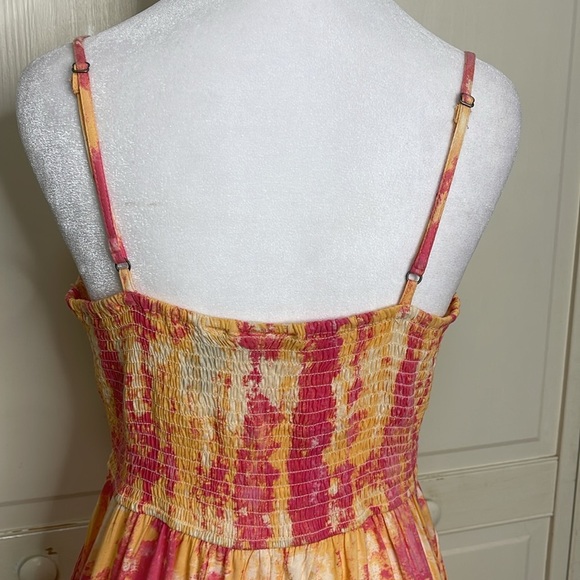Sincerely Jules Womens Tie Dye Orange/Pink Spaghetti Strap Sundress Size Medium - Picture 7 of 14